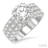 1 3/4 Ctw Triple Row Round Cut Diamond Semi-Mount Engagement Ring in 14K White Gold