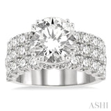 2 5/8 Ctw Triple Row Round Cut Diamond Semi-Mount Engagement Ring in 14K White Gold