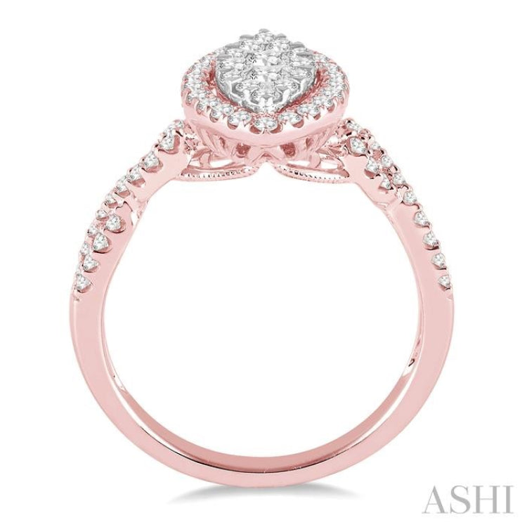 3/4 Ctw Marquise Shape Diamond Lovebright Ring in 14K Rose Gold