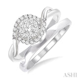 1/3 Ctw Diamond Lovebright Wedding Set with 1/3 Ctw Round Cut Engagement Ring and Shadow Band in 14K White Gold