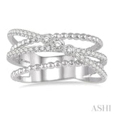 1/3 Ctw Cris-Cross Layered Diamond Fashion Ring in 14K White Gold
