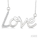 1/50 Ctw Single Cut Diamond Love Pendant with Chain in Sterling Silver