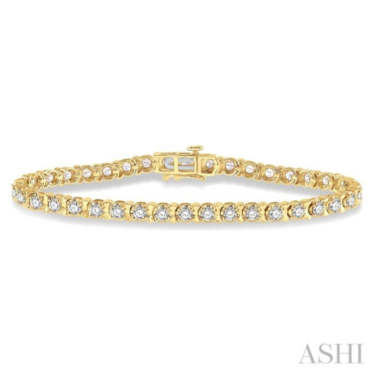 4 Ctw Round Cut Diamond Tennis Tulip Bracelet in 14K Yellow Gold