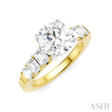 1 Ctw Round Shape Emerald and Round Cut Diamond Semi-Mount Engagement Ring in 14K Yellow and White Gold