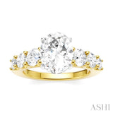 1 1/10 Ctw Oval Shape Round Cut Diamond Semi-Mount Engagement Ring in 14K Yellow and White Gold