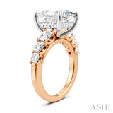 1 1/4 Ctw Princess Shape Round Cut Diamond Semi-Mount Engagement Ring in 14K Rose and White Gold
