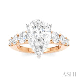 1 1/5 Ctw Pear Shape Round Cut Diamond Semi-Mount Engagement Ring in 14K Rose and White Gold