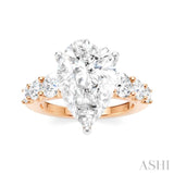 1 1/5 Ctw Pear Shape Round Cut Diamond Semi-Mount Engagement Ring in 14K Rose and White Gold