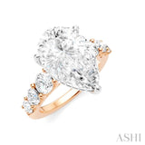 1 1/4 Ctw Pear Shape Round Cut Diamond Semi-Mount Engagement Ring in 14K Rose and White Gold