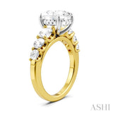 1 1/5 Ctw Oval Shape Round Cut Diamond Semi-Mount Engagement Ring in 14K Yellow and White Gold