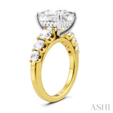 1 1/5 Ctw Princess Shape Round Cut Diamond Semi-Mount Engagement Ring in 14K Yellow and White Gold