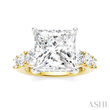 1 1/4 Ctw Princess Shape Round Cut Diamond Semi-Mount Engagement Ring in 14K Yellow and White Gold
