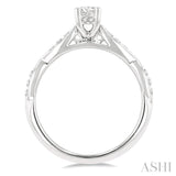 1/6 Ctw Marquise Carved Round Cut Diamond Semi-Mount Engagement Ring in 14K White Gold