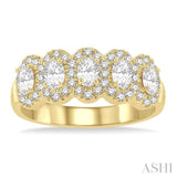 1.00CTRD&OVL DM 5 STONE BAND YG 14K-G*