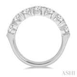 1 1/2 Ctw 7 Stone Round Cut Diamond Wedding Band in 14K White Gold