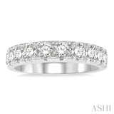 2 Ctw 11 Stone Round Cut Diamond Wedding Band in 14K White Gold