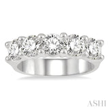 2 Ctw 5 Stone Round Cut Diamond Wedding Band in 14K White Gold