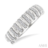 1/6 Ctw Ribbed Round Cut Diamond Fashion Ring in 10K White Gold