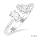 1 ctw Toi Et Moi Oval and Pear Cut Diamond Open Fashion Ring in 14K White Gold
