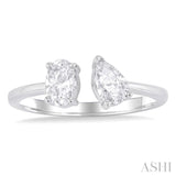 1 ctw Toi Et Moi Oval and Pear Cut Diamond Open Fashion Ring in 14K White Gold