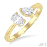 3/4 ctw Toi Et Moi Oval and Pear Cut Diamond Open Fashion Ring in 14K Yellow Gold