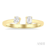 1/3 ctw Toi Et Moi Oval and Emerald Cut Diamond Open Fashion Ring in 14K Yellow Gold