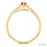 5x3 MM Pear Shape Citrine and 1/20 ctw Single Cut Diamond Halo Semi Precious Ring in 10K Yellow Gold