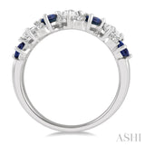 4x3 MM Pear Cut Sapphire & 1/2 ctw Oval and Round Cut Diamond Precious Band in 14K White Gold