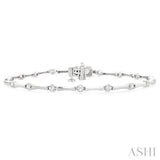 1/2 Ctw Bamboo Internodes Round Cut Diamond Fashion Bracelet in 14K White Gold