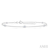1/2 ctw Emerald Cut Diamond Station Bracelet in 14K White Gold