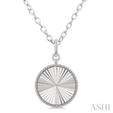 1/10 Ctw Round Fluted Medallion Round Cut Diamond Pendant With Chain in Sterling Silver