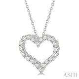 1 Ctw Heart Shape Round Cut Diamond Pendant With Chain in 14K White Gold