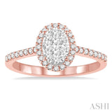 1/2 Ctw Oval Shape Diamond Lovebright Ring in 14K Rose and White Gold