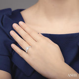 7/8 Ctw Pear & Round Cut Diamond Engagement Ring With 1/2 Ct Emerald Cut Center Stone in 14K White Gold