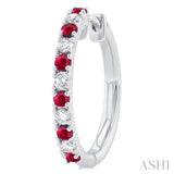 1.80 MM Round Shape Ruby and 1/4 Ctw Round Cut Diamond Precious Hoop Earring in 10K White Gold
