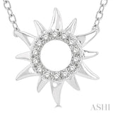 1/10 ctw Sun Symbol Petite Round Cut Diamond Fashion Pendant With Chain in 10K White Gold