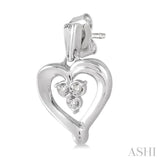 1/50 ctw Single Cut Diamond Heart Earrings in Sterling Silver