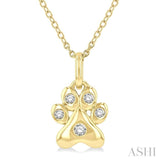 1/20 ctw Dog Paw Petite Round Cut Diamond Fashion Pendant With Chain in 10K Yellow Gold