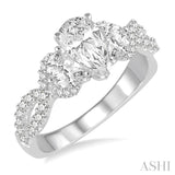 3/4 ctw Diamond Semi-Mount Engagement Ring in 14K White Gold