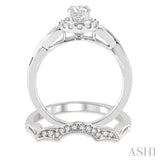 1/2 ctw Diamond Wedding Set with 1/2 ctw Round Cut Engagement Ring and 1/10 ctw Wedding Band in 14K White Gold