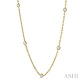 1 Ctw Round Cut Diamond Station Necklace in 14K Yellow Gold