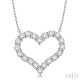 1 Ctw Round Cut Diamond Heart Pendant With Chain in 14K White Gold