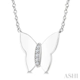 1/20 Ctw Butterfly Single Cut Diamond Fashion Pendant With Chain in Sterling Silver