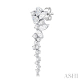 1 Ctw Mixed Shape Diamond Scatter Fashion Long Earring in 14K White Gold