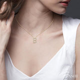 1/20 Ctw Initial 'B' Round Cut Diamond Pendant With Chain in 10K Yellow Gold