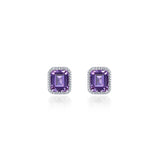 February Birthstone Solitaire Stud Earrings