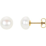 14K Yellow Gold Panache® Cultured White Freshwater Pearl Stud Earrings