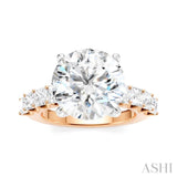 1 1/3 Ctw Round Shape Princess and Round Cut Diamond Semi-Mount Engagement Ring in 14K Rose and White Gold