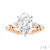 1 Ctw Pear Shape Marquise and Round Cut Diamond Semi-Mount Engagement Ring in 14K Rose and White Gold