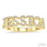 1/4 Ctw 'JESSICA' Block Name Round Cut Diamond Ring in 10K Yellow Gold
